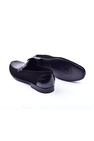 Corrente 3898C Leather & Suede Loafer - Black