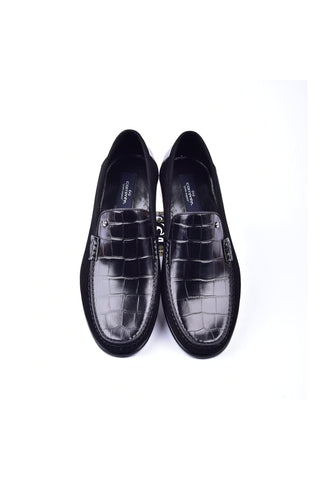 Corrente 3898C Leather & Suede Loafer - Black-AmbrogioShoes
