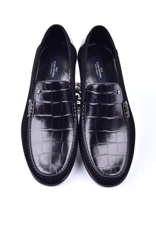 Corrente 3898C Leather & Suede Loafer - Black