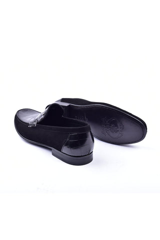 Corrente 3898C Leather & Suede Loafer - Black-AmbrogioShoes