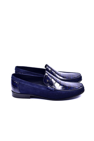 Corrente 3898C Leather & Suede Loafer - Navy-AmbrogioShoes