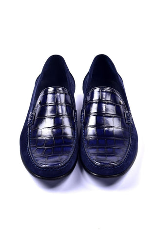 Corrente 3898C Leather & Suede Loafer - Navy-AmbrogioShoes