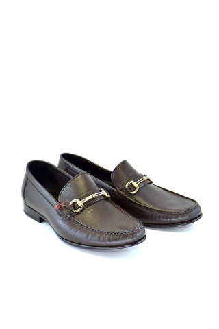 Corrente 3898HS Leather Horse-Bit Loafer - Brown-AmbrogioShoes