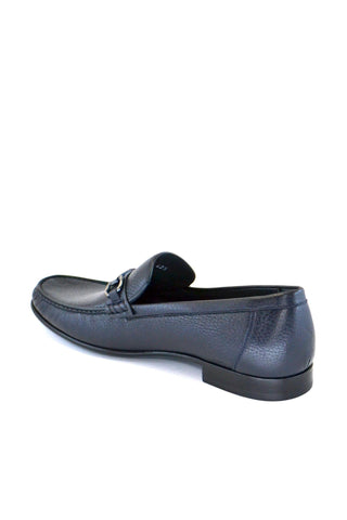 Corrente 3898HS Leather Horse-Bit Loafer - Navy-AmbrogioShoes