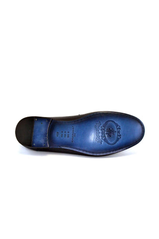 Corrente 3898HS Leather Horse-Bit Loafer - Navy-AmbrogioShoes
