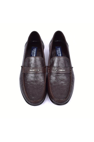Corrente 3898Ost Leather & Ostrich Horse-Bit Loafer - Dark Brown-AmbrogioShoes