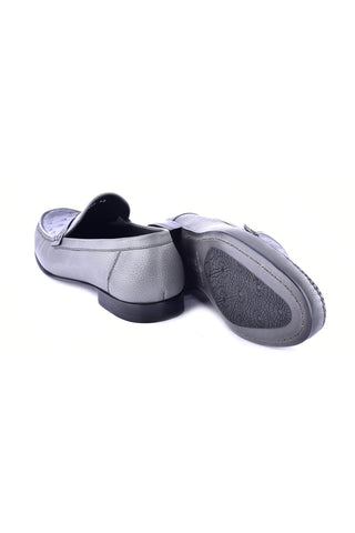 Corrente 3898Ost Leather & Ostrich Horse-Bit Loafer - Gray-AmbrogioShoes
