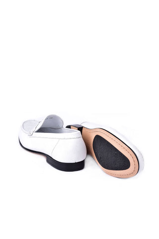 Corrente 3898Ost Ostrich & Leather Loafer - White-AmbrogioShoes