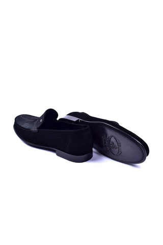 Corrente 3898S Suede Loafer - Black-AmbrogioShoes