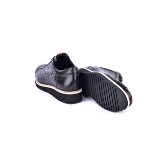 Corrente 4005 Ostrich Skin Sneaker - Black-AmbrogioShoes