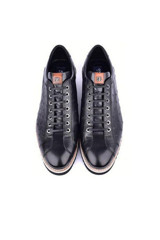 Corrente 4005 Ostrich Skin Sneaker - Black