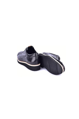 Corrente 4005 Ostrich Skin Sneaker - Black-AmbrogioShoes