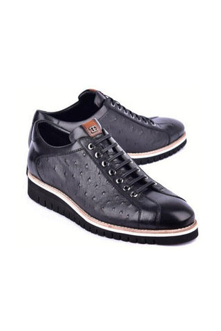 Corrente 4005 Ostrich Skin Sneaker - Black