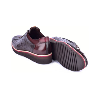 Corrente 4005 Ostrich Skin Sneaker - Brown-AmbrogioShoes