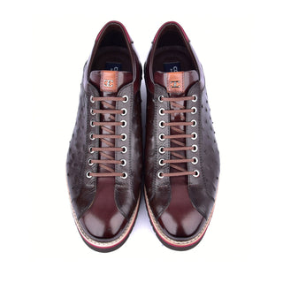 Corrente 4005 Ostrich Skin Sneaker - Brown-AmbrogioShoes
