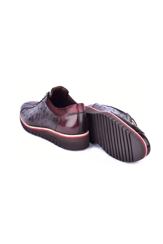 Corrente 4005 Ostrich Skin Sneaker - Brown-AmbrogioShoes