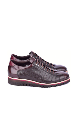 Corrente 4005 Ostrich Skin Sneaker - Brown-AmbrogioShoes