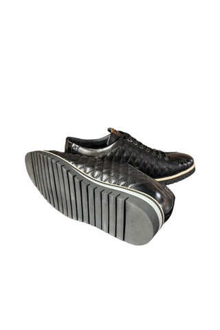 Corrente 4005 Quilted Leather Sneaker - Black-AmbrogioShoes