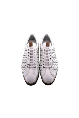 Corrente 4005 Quilted Leather Sneaker - White-AmbrogioShoes
