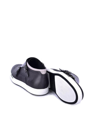Corrente 4302 Leather Double Monk-Strap Sneaker - Gray-AmbrogioShoes