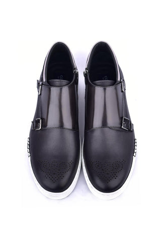 Corrente 4302 Leather Double Monk-Strap Sneaker - Gray-AmbrogioShoes