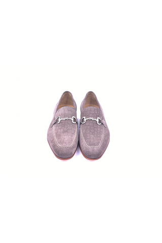 Corrente 4428C Embossed Suede Horse-Bit Loafer - Taupe-AmbrogioShoes