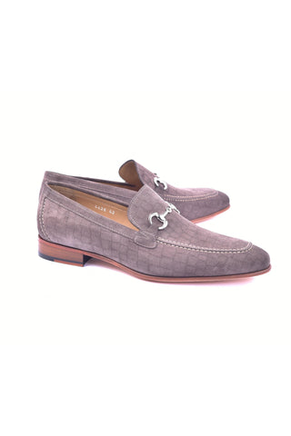 Corrente 4428C Embossed Suede Horse-Bit Loafer - Taupe-AmbrogioShoes