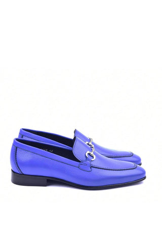 Corrente 4428D Leather Horse-Bit Loafer - Light Blue-AmbrogioShoes