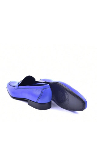 Corrente 4428D Leather Horse-Bit Loafer - Light Blue-AmbrogioShoes