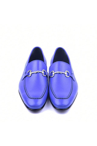 Corrente 4428D Leather Horse-Bit Loafer - Light Blue-AmbrogioShoes