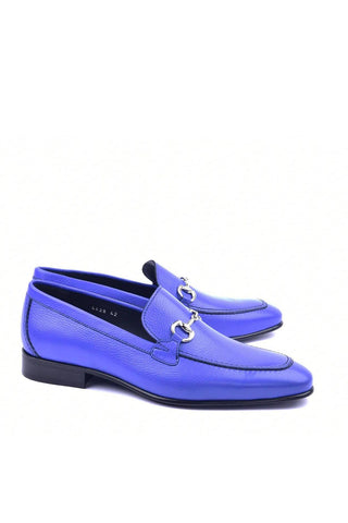 Corrente 4428D Leather Horse-Bit Loafer - Light Blue-AmbrogioShoes