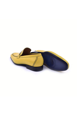 Corrente 4428D Leather Horse-Bit Loafer - Yellow-AmbrogioShoes