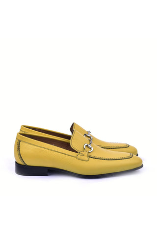 Corrente 4428D Leather Horse-Bit Loafer - Yellow-AmbrogioShoes