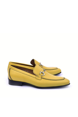 Corrente 4428D Leather Horse-Bit Loafer - Yellow-AmbrogioShoes