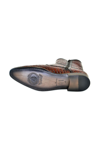 Corrente 4604 Leather Double Monk-Strap Boot - Dark Tan-AmbrogioShoes