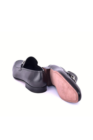 Corrente 4851 Leather Horse-Bit Loafer - Black-AmbrogioShoes