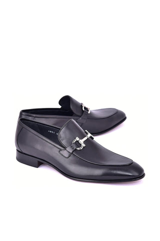 Corrente 4851 Leather Horse-Bit Loafer - Black-AmbrogioShoes