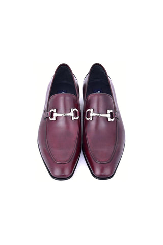 Corrente 4851 Leather Horse-Bit Loafer - Burgundy-AmbrogioShoes