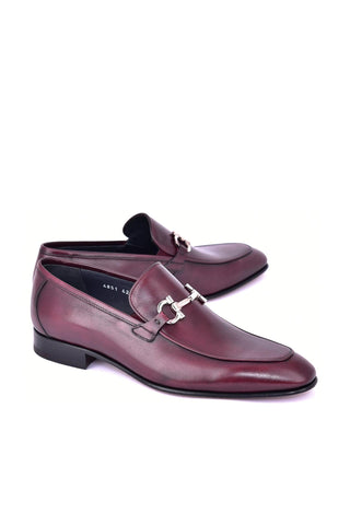 Corrente 4851 Leather Horse-Bit Loafer - Burgundy-AmbrogioShoes