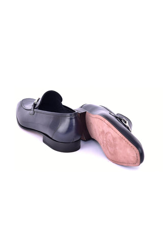 Corrente 4851 Leather Horse-Bit Loafer - Navy-AmbrogioShoes
