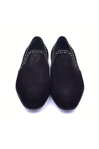 Corrente 4981S Suede Studded Loafer - Black-AmbrogioShoes