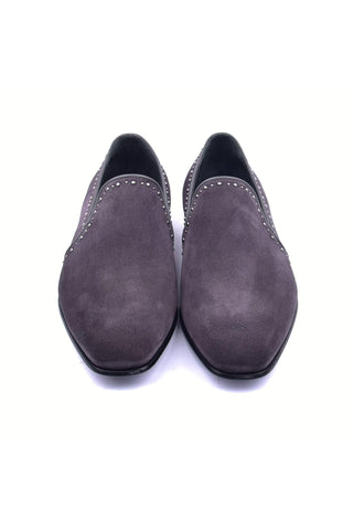 Corrente 4981S Suede Studded Loafer - Gray-AmbrogioShoes