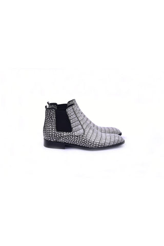 Corrente 5023 Embossed Leather Chelsea Boot - Gray-AmbrogioShoes