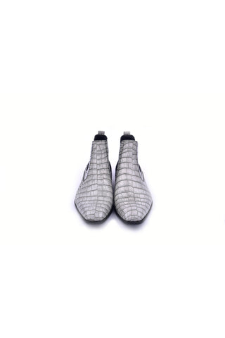 Corrente 5023 Embossed Leather Chelsea Boot - Gray-AmbrogioShoes