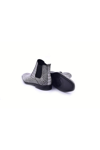 Corrente 5023 Embossed Leather Chelsea Boot - Gray-AmbrogioShoes