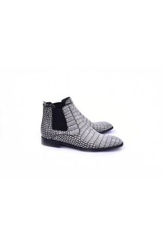 Corrente 5023 Embossed Leather Chelsea Boot - Gray-AmbrogioShoes