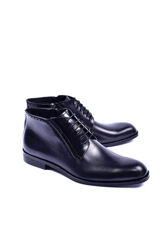 Corrente 5220 Leather Chukka Boots - Black-AmbrogioShoes