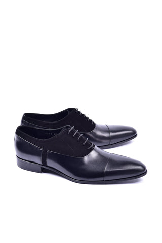 Corrente 5230 Leather & Suede Oxford - Black-AmbrogioShoes