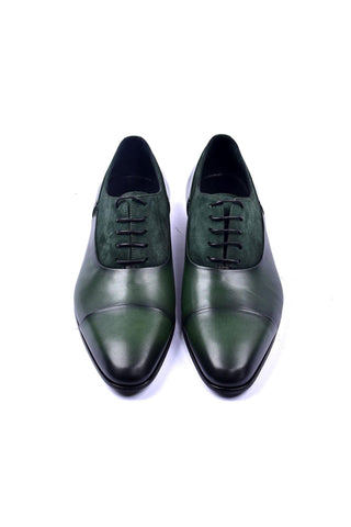 Corrente 5230 Leather & Suede Oxford - Green-AmbrogioShoes