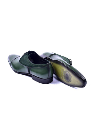 Corrente 5230 Leather & Suede Oxford - Green-AmbrogioShoes